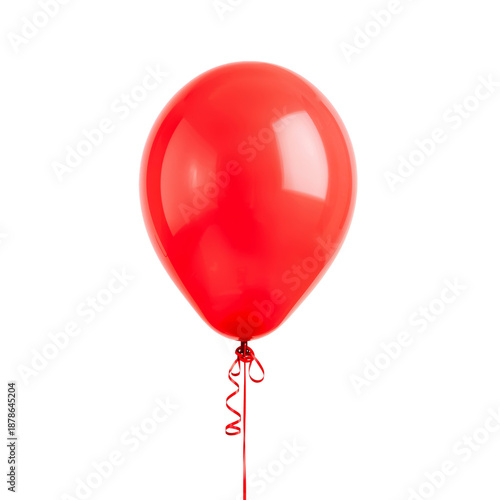 Red Balloon Floating Against a Plain Background During a Celebration Event