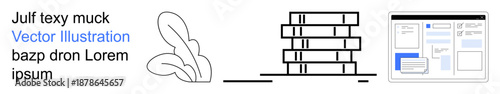 Education, online learning, organization, digital tools, knowledge sharing, productivity. Books stacked, leaves and a screen layout. Education and online learning concepts with a digital workflow