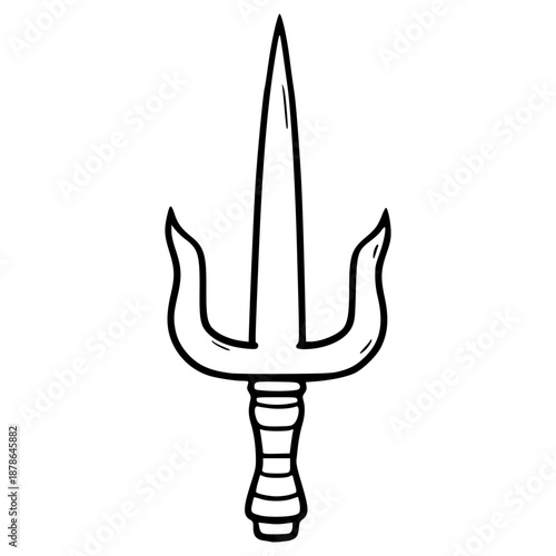 sai weapon illustration hand drawn outline vector
