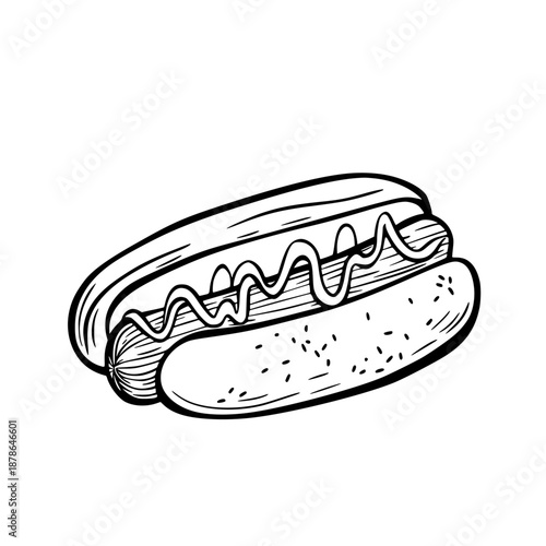 Savory Illustration Hotdog Bun Mustard Onions | Clean, isolated vector art for creative projects.