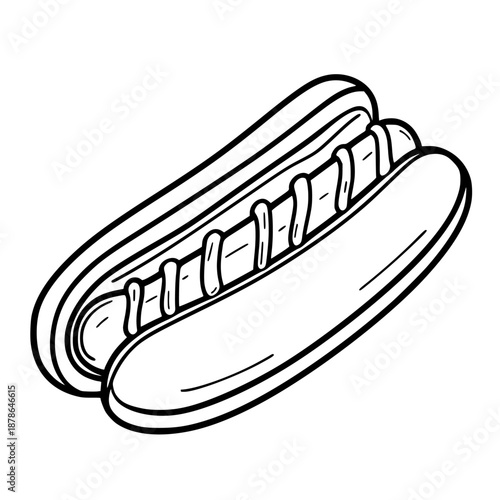 Minimalist Art Hot Dog Slice | Clean, isolated vector art for creative projects.