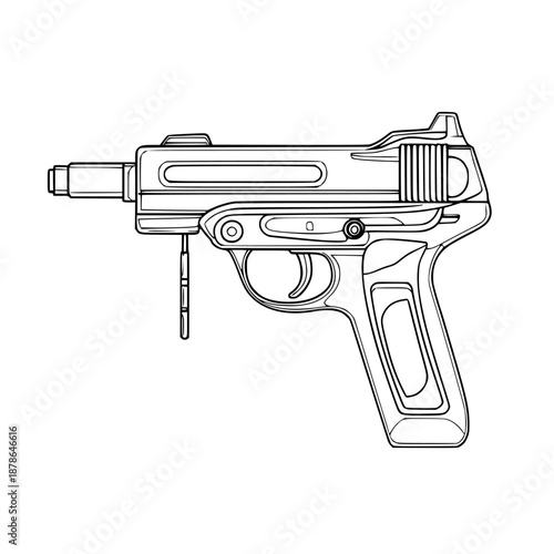 Elegant line art hot glue gun, clean simple | Clean, isolated vector art for creative projects.