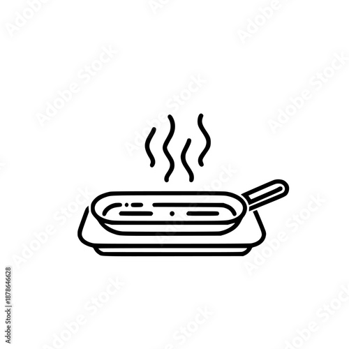 Culinary simplicity - minimalist depiction hot plate tray clean kitchen setting | Clean, isolated vector art for creative projects.