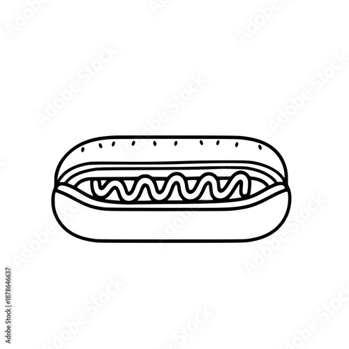Elegant Eats: Classic Hot Dog New Light | Clean, isolated vector art for creative projects.