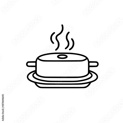 Culinary coziness: warm pot soup stove | Clean, isolated vector art for creative projects.