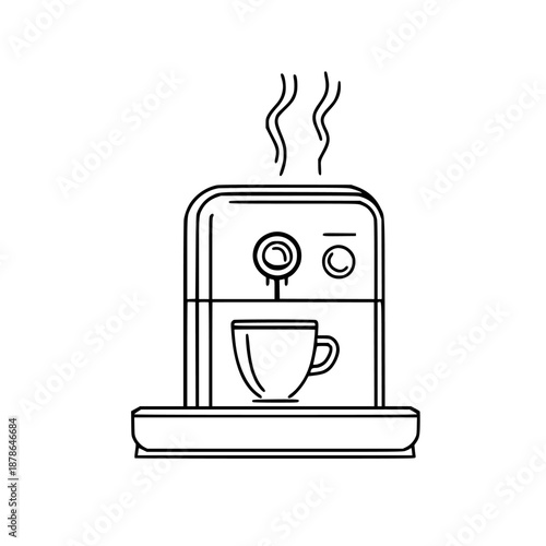 Elegant Espresso Machine Sleek Black White | Clean, isolated vector art for creative projects.