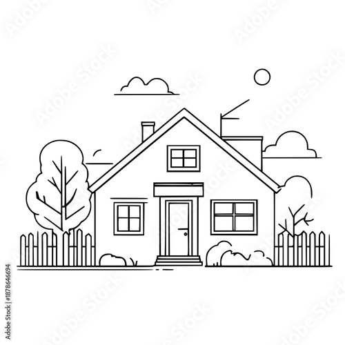 Serene Suburban Solitude | Clean, isolated vector art for creative projects.