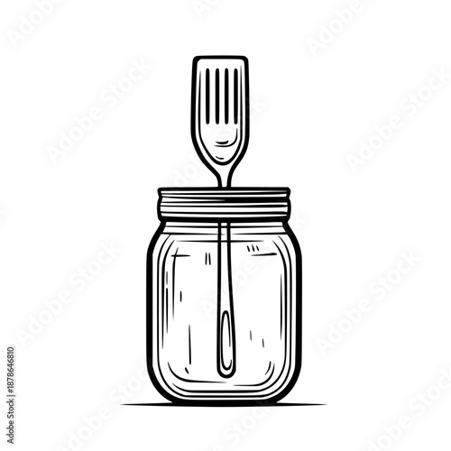 Simplicity Jar, Spatula Minimalism | Clean, isolated vector art for creative projects.