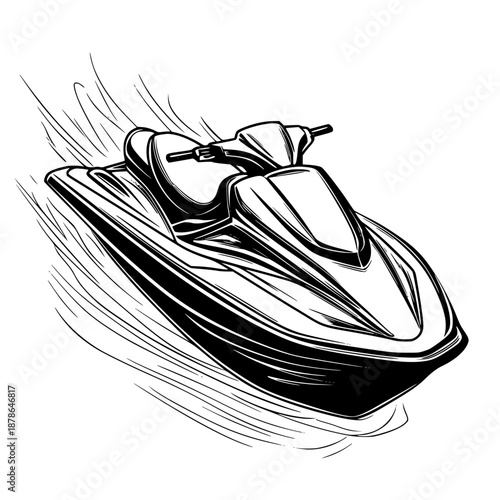 High-speed thrill: sleek jet ski action | Clean, isolated vector art for creative projects.