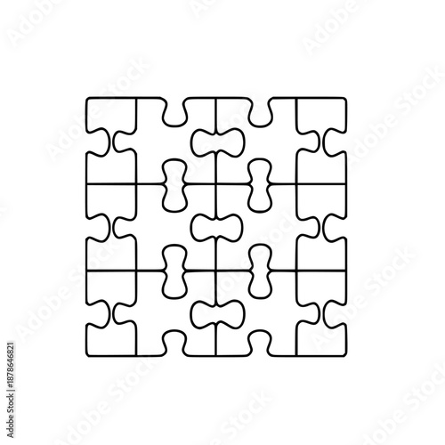 Jigsaw Puzzle - Minimalist Line Art | Clean, isolated vector art for creative projects.