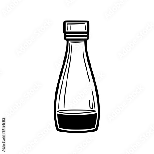 Soy sauce minimalist line art bottle | Clean, isolated vector art for creative projects.