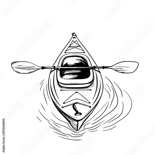 Silent Solitude: Single Paddle Calm Sea | Clean, isolated vector art for creative projects.