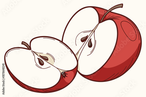 red apple with a slice