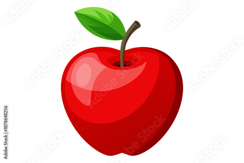 red apple with leaf