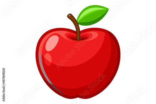 red apple with leaf