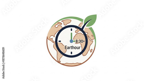 Earth Hour Logo with Globe and Leaf Symbolizing Sustainability
