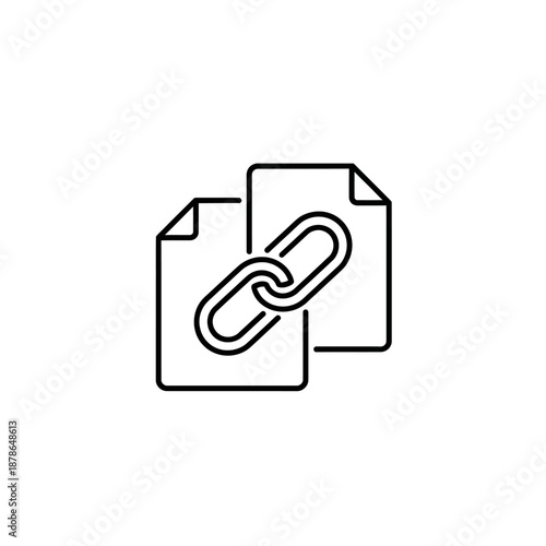 Abstract Document Connection Icon for Digital Files and Link Representation