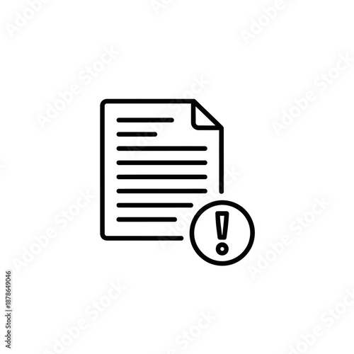 Business Document with Warning Icon, Digital File Management Concept