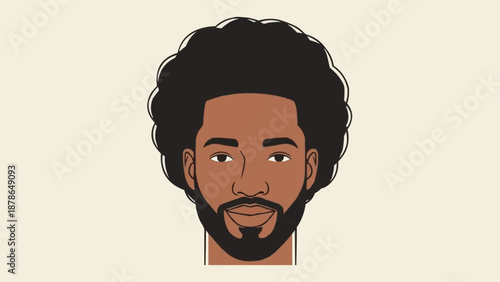 Illustration of a man with an afro and beard.