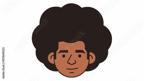 Cartoon illustration of a person with a large afro hairstyle.