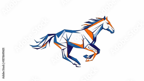 Geometric Abstract Horse Running Silhouette Colorful Design.