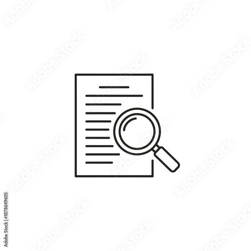 Close-up of a Document with Magnifying Glass for Research and Analysis