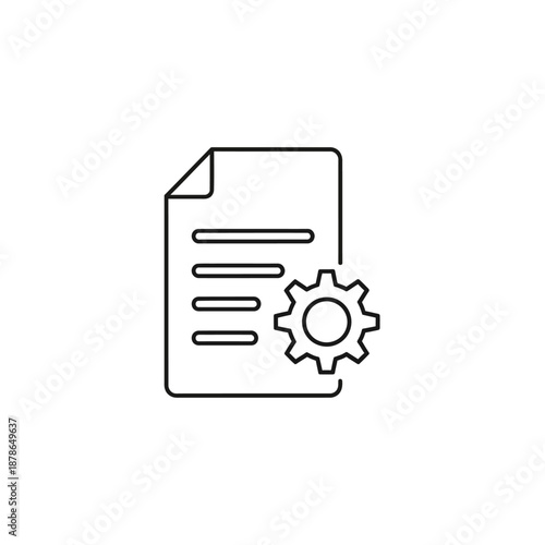Close-up of a digital document and gear icon representing settings and data management