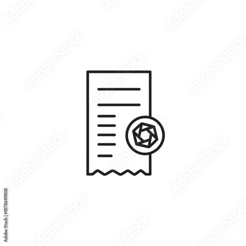Close-up of a Shopping Receipt with Receipt Icon Illustration for Commerce and Consumer Topics