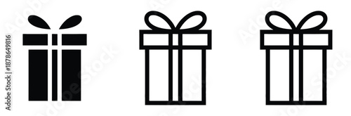 Gift boxes with ribbons,Gift box icons in Trendy Flat style. Gift boxes with ribbon icons Set. Gift box flat line silhouette set.Gift box. Present sign. Vector gift set. Surprise package. Parcel pack.