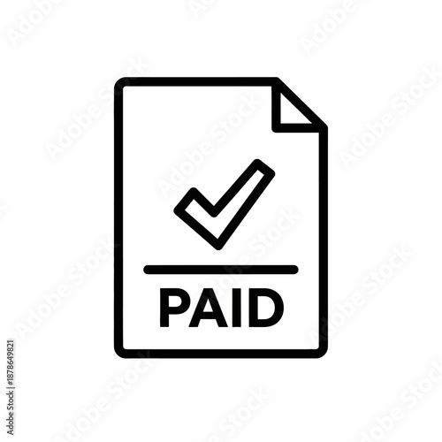 Close-up of a Paid Document Icon with Checkmark and Certificate for Verification