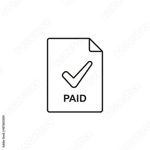 Close-up of a Payment Receipt with a Checkmark and Paid Stamp for Business Transactions