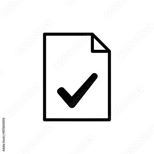 Close-Up of an Official Document with a Checkmark Symbol for Verification