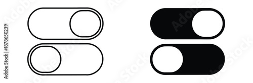 Toggle switches in on and off positions,Set of power On and Off switch icon collection. Toggle switch symbol.On and Off toggle switch icons. Switch toggle buttons ON OFF. Open and close ui icons. 