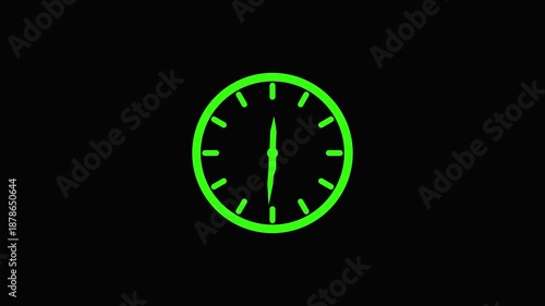 Wallpaper Mural Minimalist Clock isolated, Minimalist clock icon animation with green hands and hour markers on a white background. Torontodigital.ca