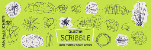 Pencil and pen scribble texture featuring editable scratch circles and messy lines.