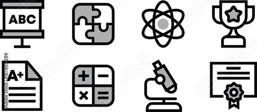 Vector Icon Calculator, Puzzle, Certificate, Research for Modern Web Design, Mobile Interfaces, and Digital Graphic