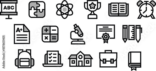 Group Vector Icon Collection School Supplies for Modern Web Design, Mobile Interfaces, and Digital Graphic