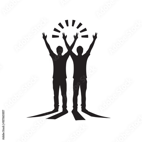 Black Authentic Friendship Silhouette Vector, High Quality Illustration on White Background