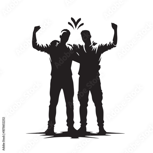 Black Authentic Friendship Silhouette Vector, High Quality Illustration on White Background