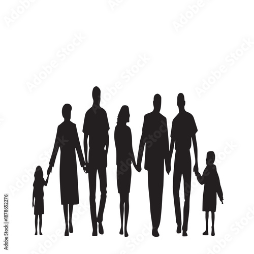 Black not just nuclear families Silhouette Vector, High Quality Illustration on White Background