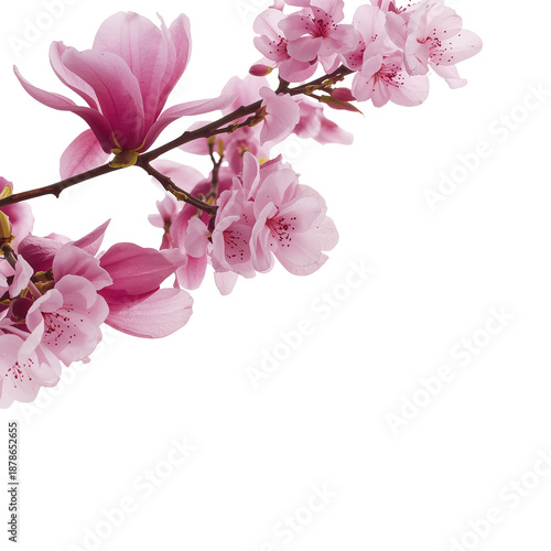 Magnolia Blossoms on Branches With Petals Falling in Spring Season