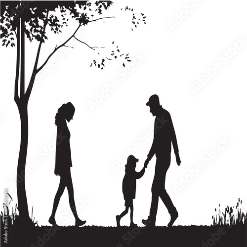 Black andid family moments Silhouette Vector, High Quality Illustration on White Background