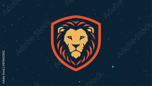 Lion Head Emblem Logo Design Vector Illustration.
