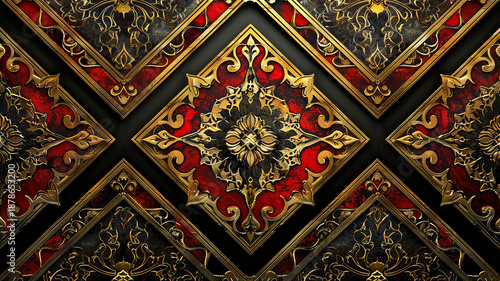 The intricate and beautiful golden patterns are suitable for ceiling and wall decoration, as well as for use as background images. 