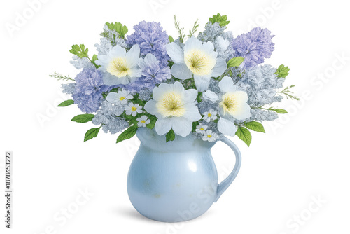 Wallpaper Mural Floral bouquet with white and purple flowers in pitcher Torontodigital.ca