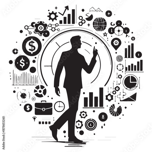 Black Budgeting Silhouette Vector, High Quality Illustration on White Background