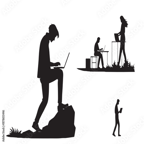 Black working from unique Silhouette Vector, High Quality Illustration on White Background