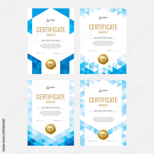 A set of templates for the design of certificates, diplomas, award documents, geometric shapes of triangles
