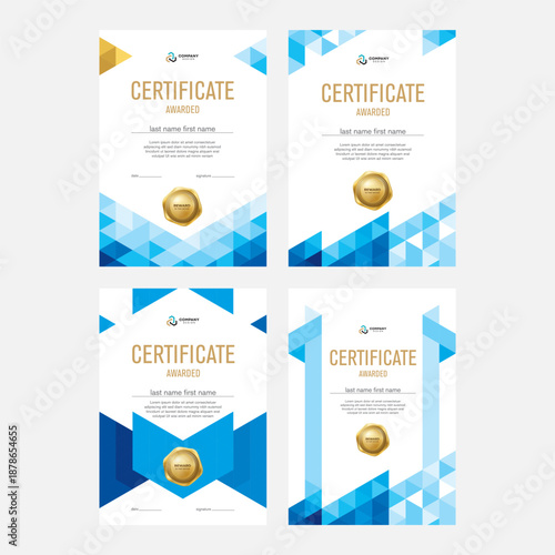 A set of templates for the design of certificates, diplomas, award documents, geometric shapes of triangles