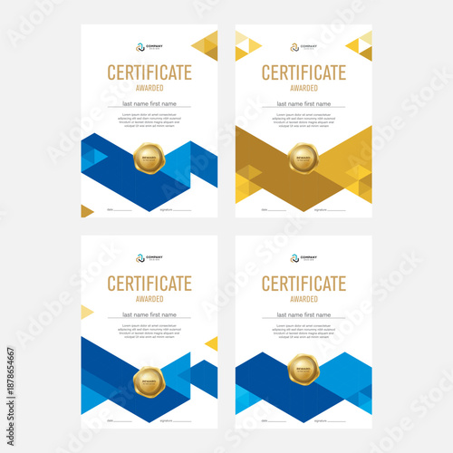 A set of templates for the design of certificates, diplomas, award documents, geometric shapes of triangles